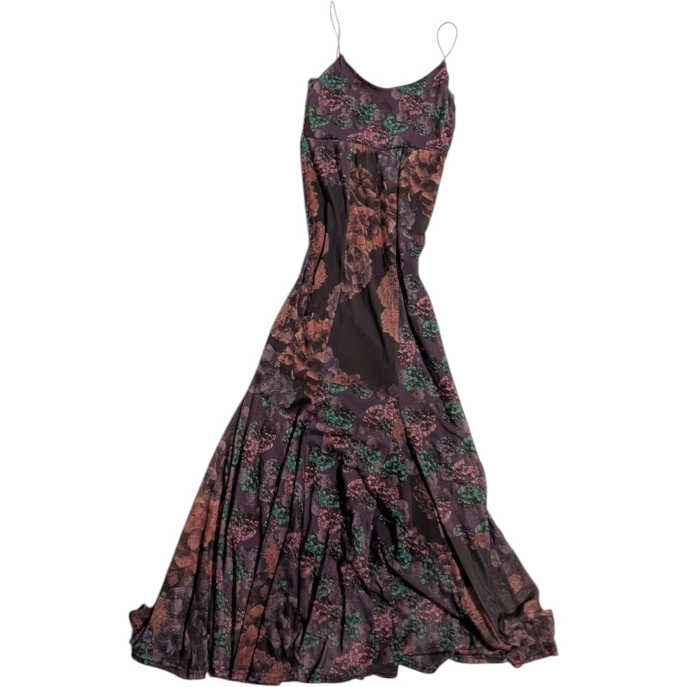 Nasty Gal Grunge / Whimsigoth Purple and Black Floral Maxi Dress